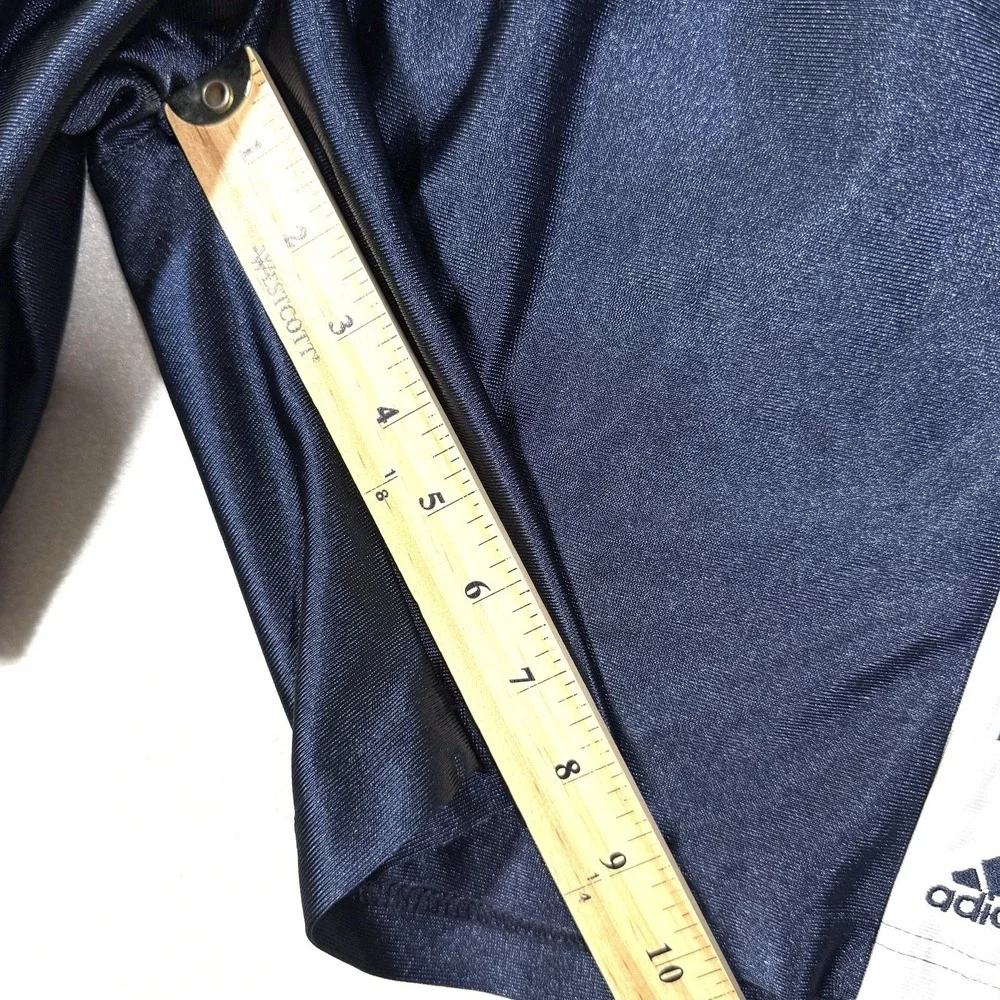 Vintage Adidas Shorts Mens Small Shiny Dazzle Soccer Y2K Blue 3 Stripe Football